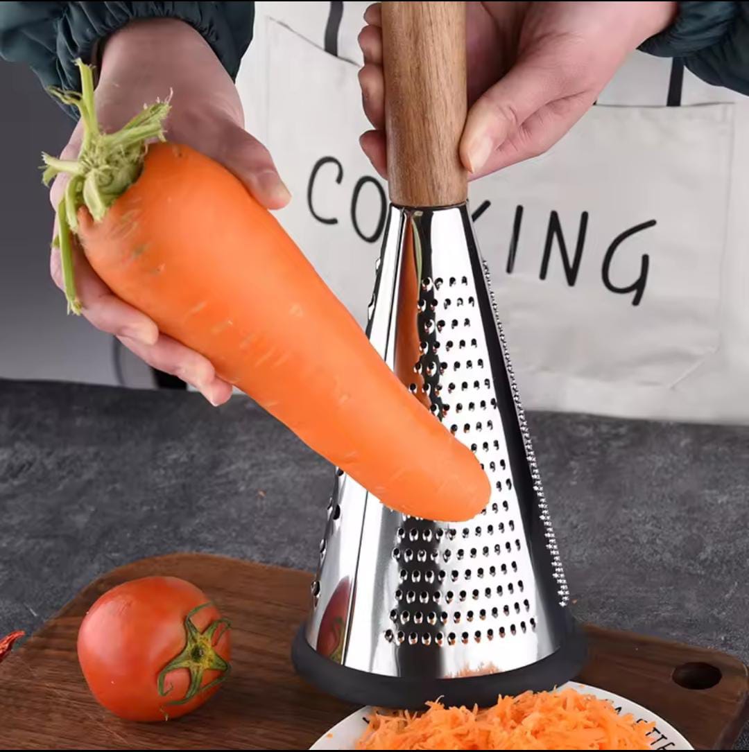 4 sided stainless steel kitchen grater with Wooden handle