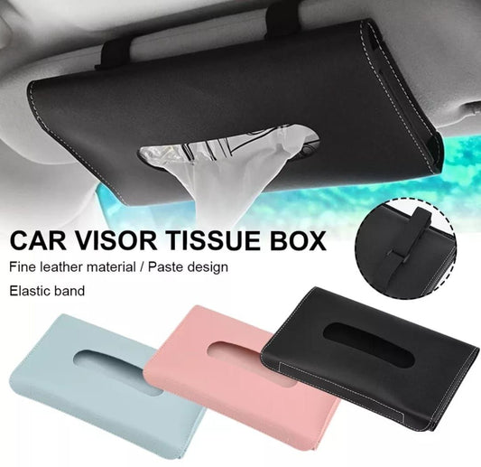 Car visor tissue holder