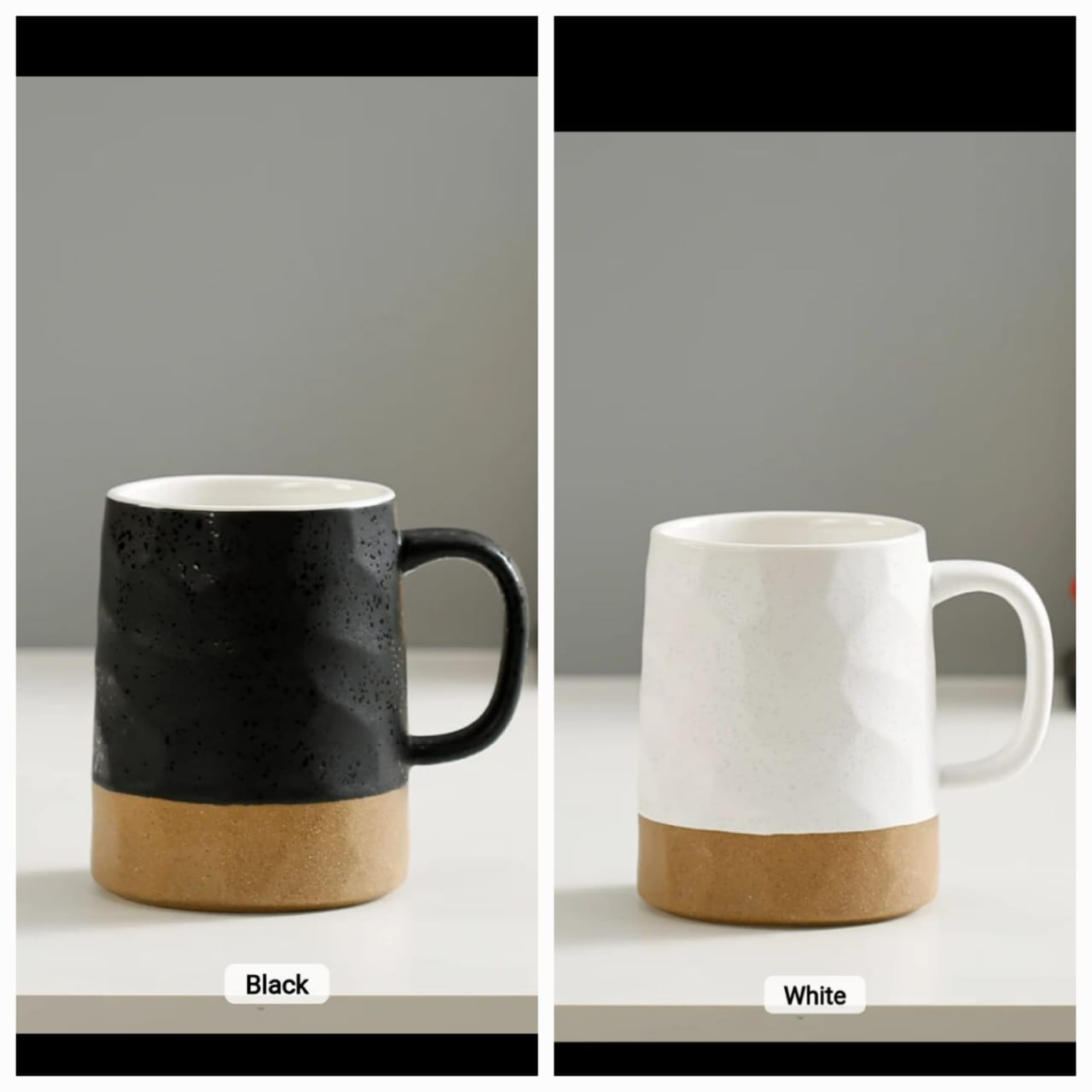 Double Glaze Retro Nordic stripped Matte Ceramic Coffee Mugs 6pcs set