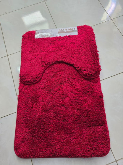 Thick microfibre 2pc bathmats/Toilet mats(maroon)