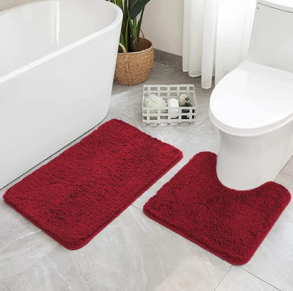 Thick microfibre 2pc bathmats/Toilet mats(maroon)