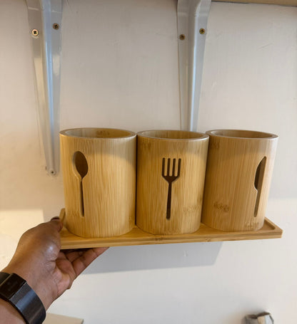 4in1 Eco-friendly bamboo cutlery organizer