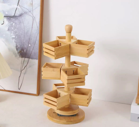 3 Tier Rotating Bamboo Tea Bag Organizer