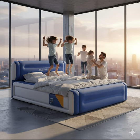 Big size 203*152*36 cm 5*6 inflatable air bed with head rest and inbuilt rechargeable pump