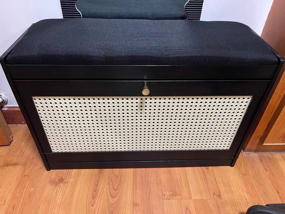 Wooden stool with bucket flip shoe cabinet
