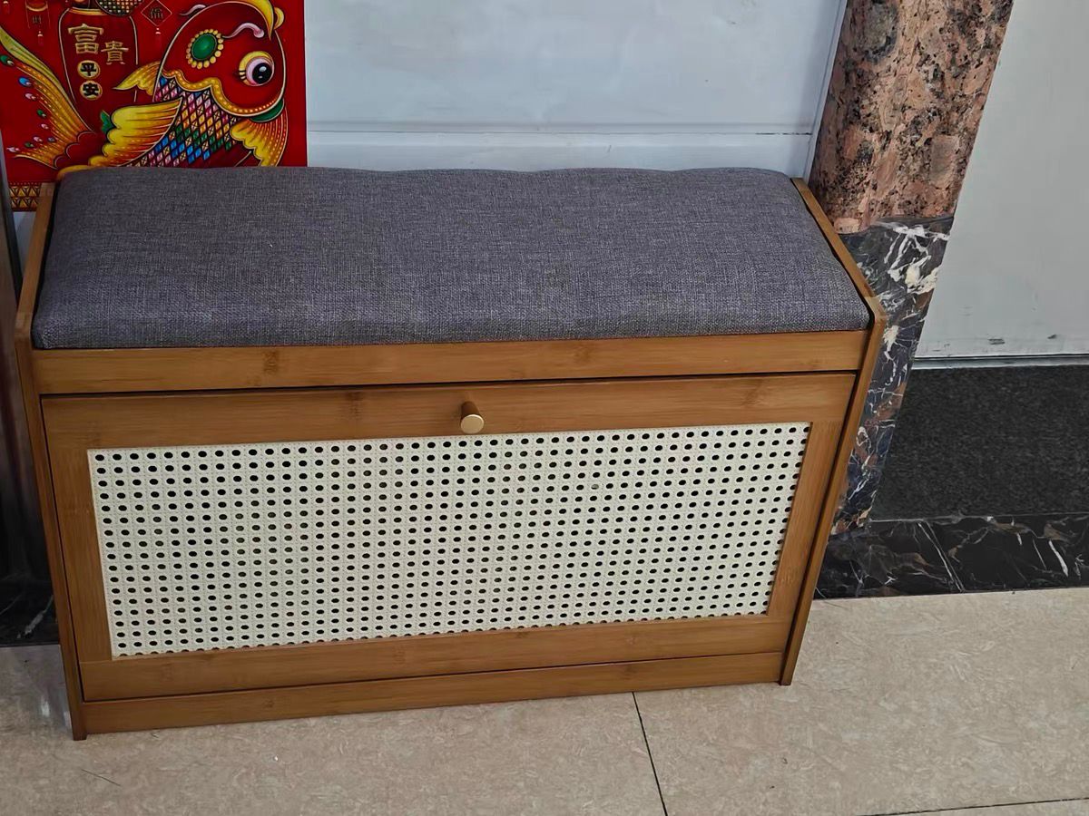 Wooden stool with bucket flip shoe cabinet