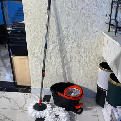Black spin mop bucket with a foot pedal
