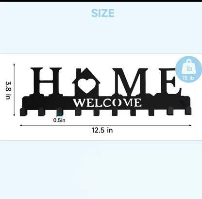 Black metal wall-mounted key holder