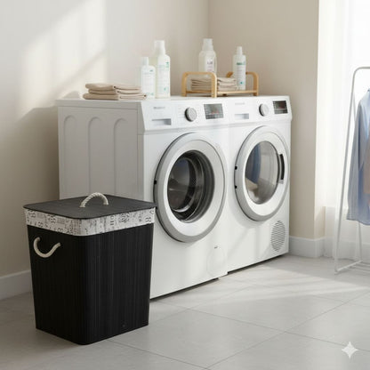 Eco-friendly bamboo laundry basket square