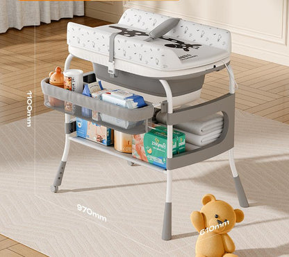 Baby bath tub with changing table and storage