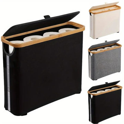 Toilet paper basket organizer with lid