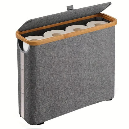 Toilet paper basket organizer with lid