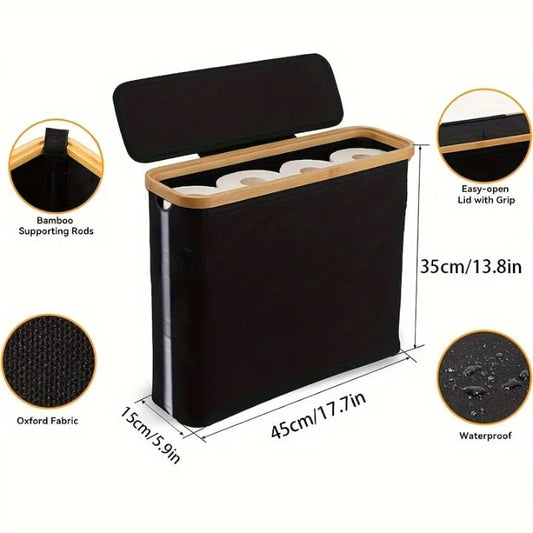 Toilet paper basket organizer with lid