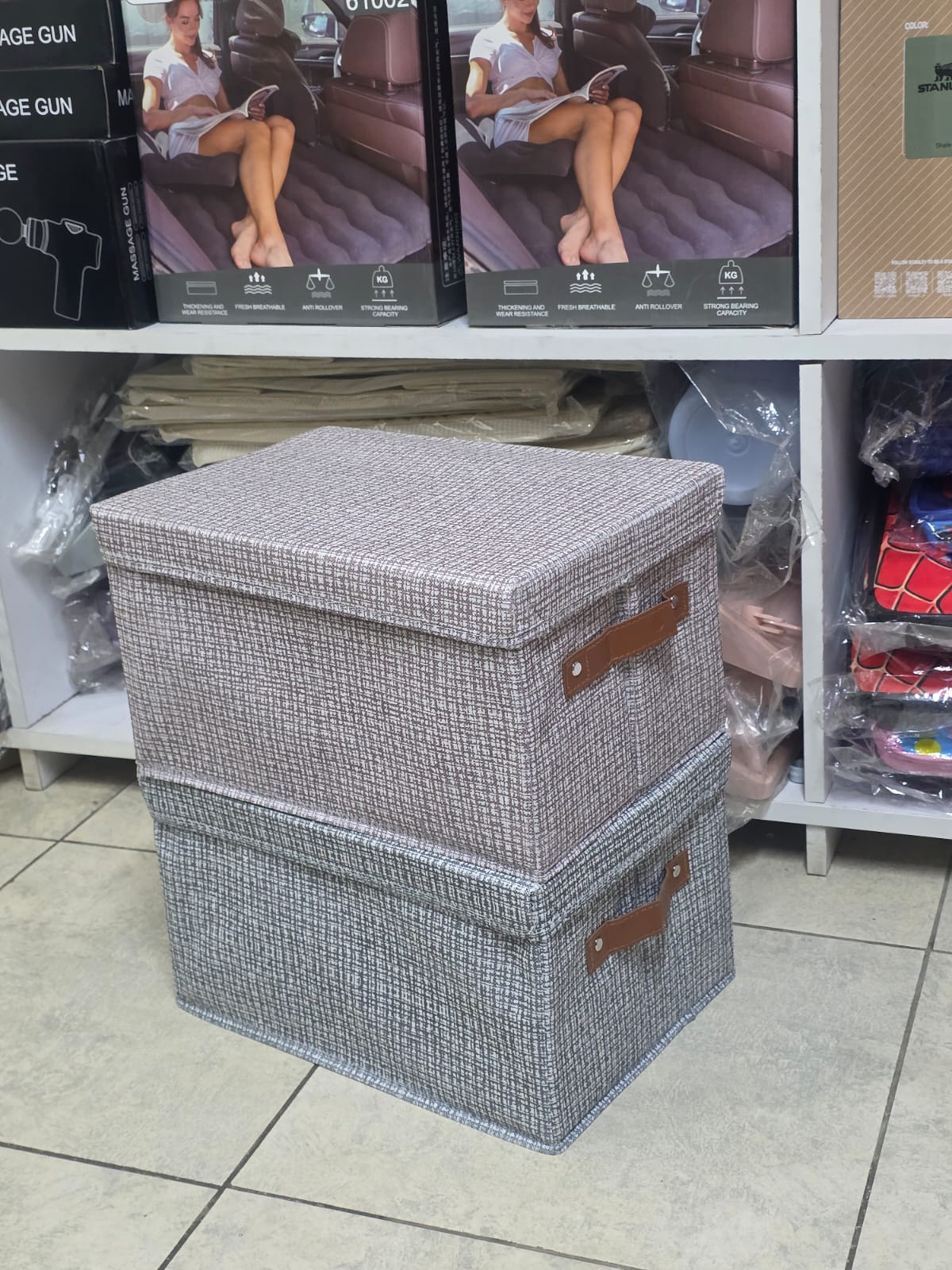 Foldable storage box with lid (E)