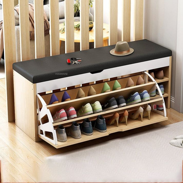 Modern Bucket flip shoe cabinet with seat changing stool bench