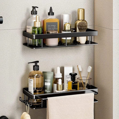 2 pcs Aluminum Alloy Rectangular Shelf with Towel Holder