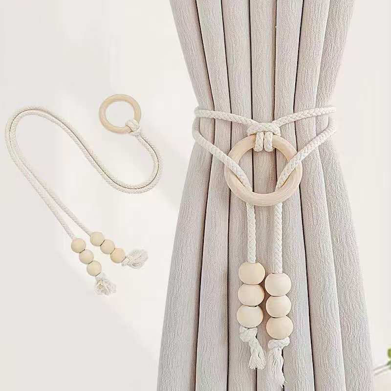 2pcs natural cotton rope curtain tiebacks boho style