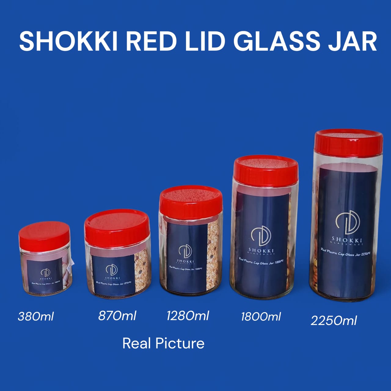 Shokki Red Lid Glass Jars – Airtight & Stylish Storage