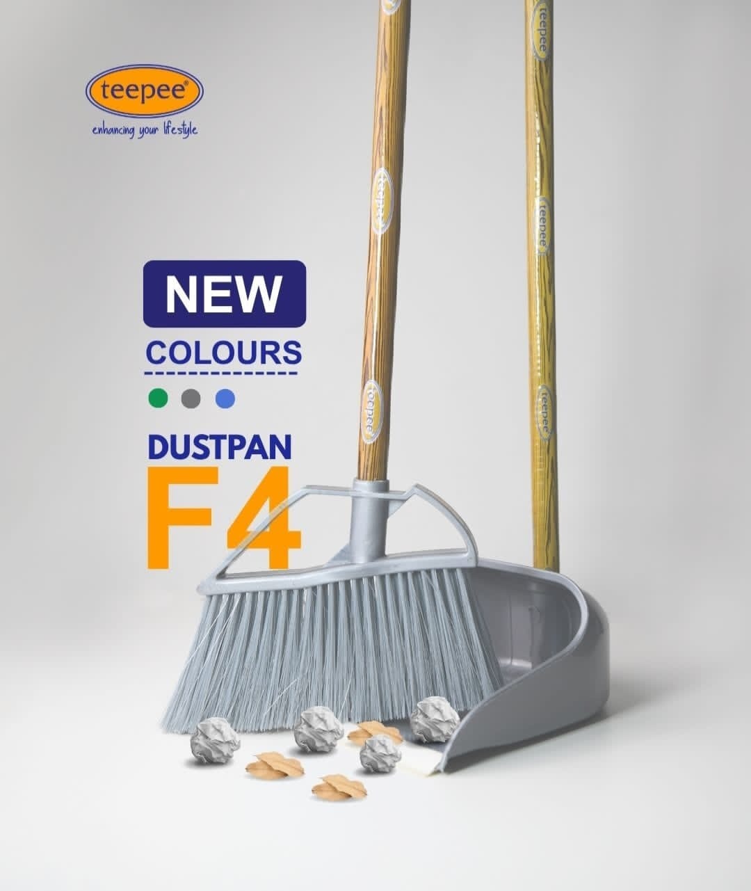 Teepee Stand-Up Dustpan with Brush Set
