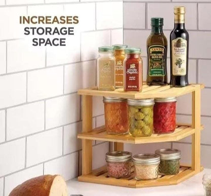 3 in 1 bamboo kitchen  corner rack