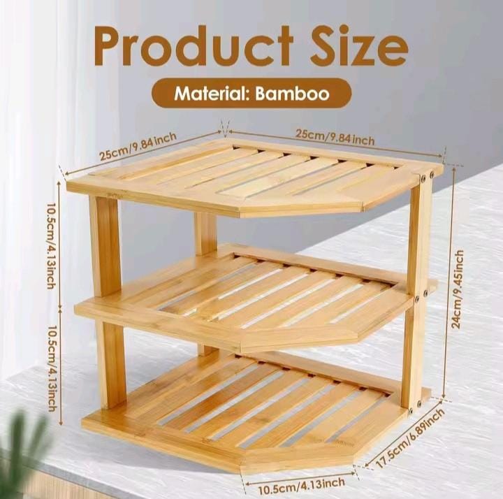 3 in 1 bamboo kitchen  corner rack