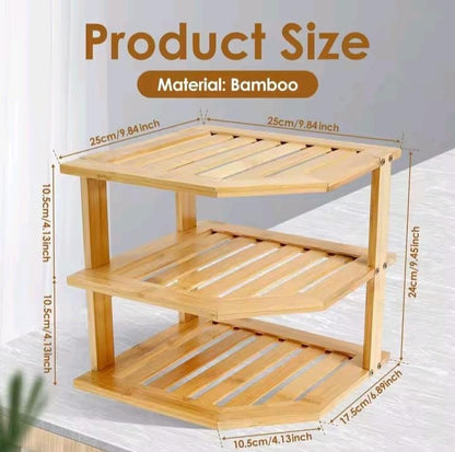 3 in 1 bamboo kitchen  corner rack