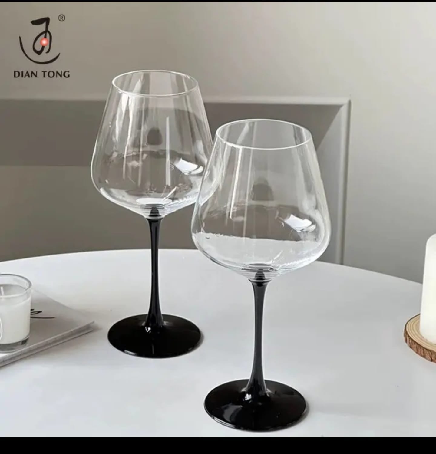 Elegant Burgundy Crystal Wine glass 6pcs