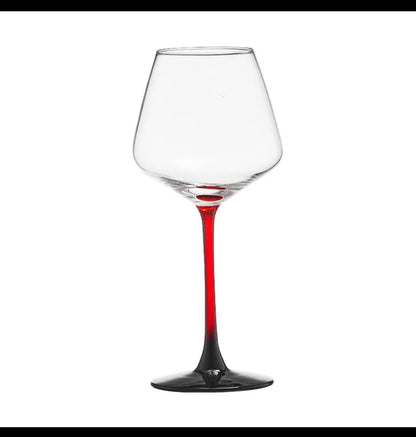 Luxury Crystal Wine glass with Red stem and Black Bottom 6pcs set