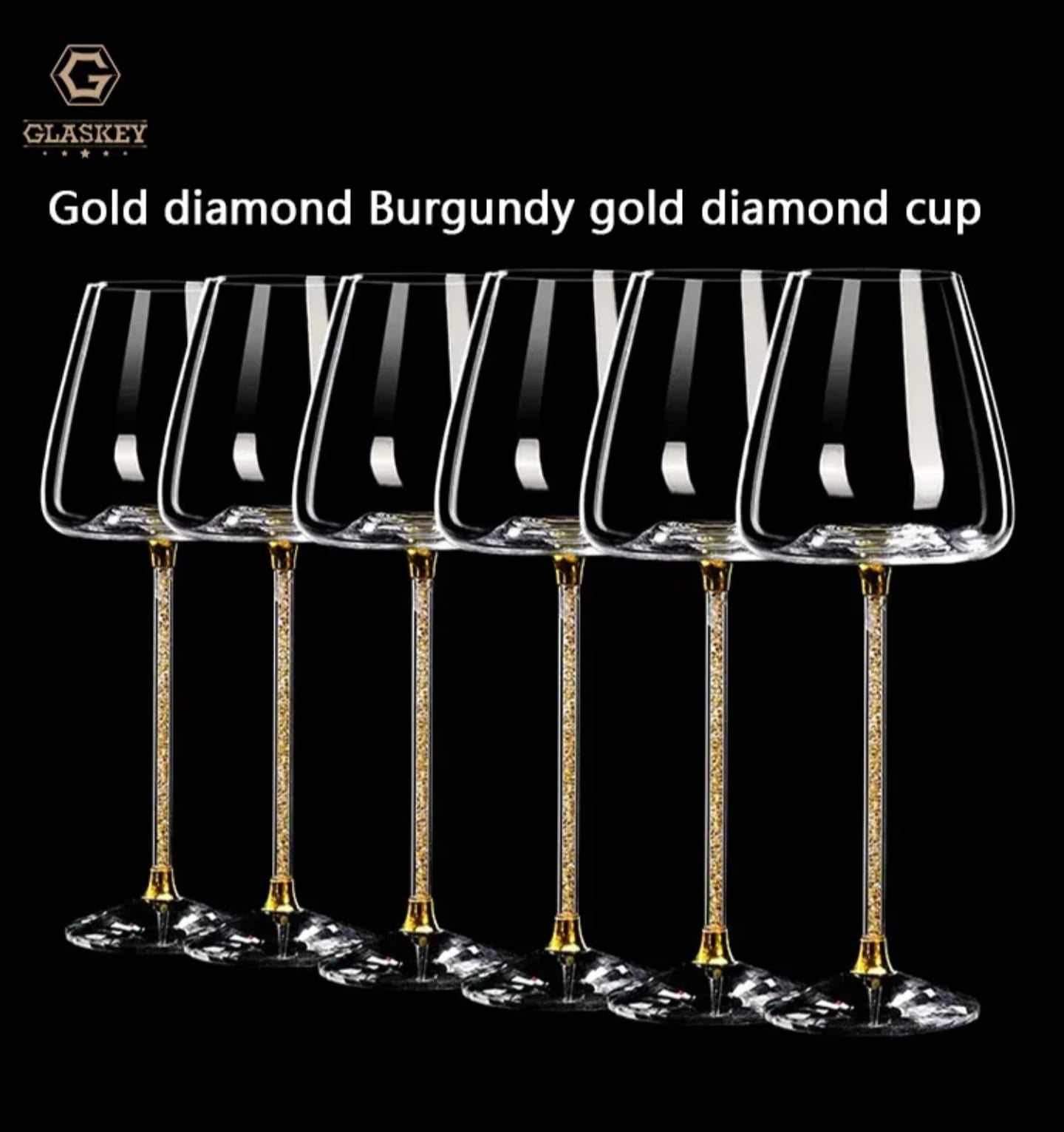 Long stemmed Diamond Goblet Crystal glass 480ml 2pcs