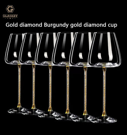 Long stemmed Diamond Goblet Crystal glass 480ml 2pcs