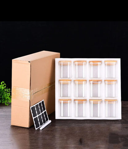 12pcs Borosilicate air tight Spice Storage jars(square)