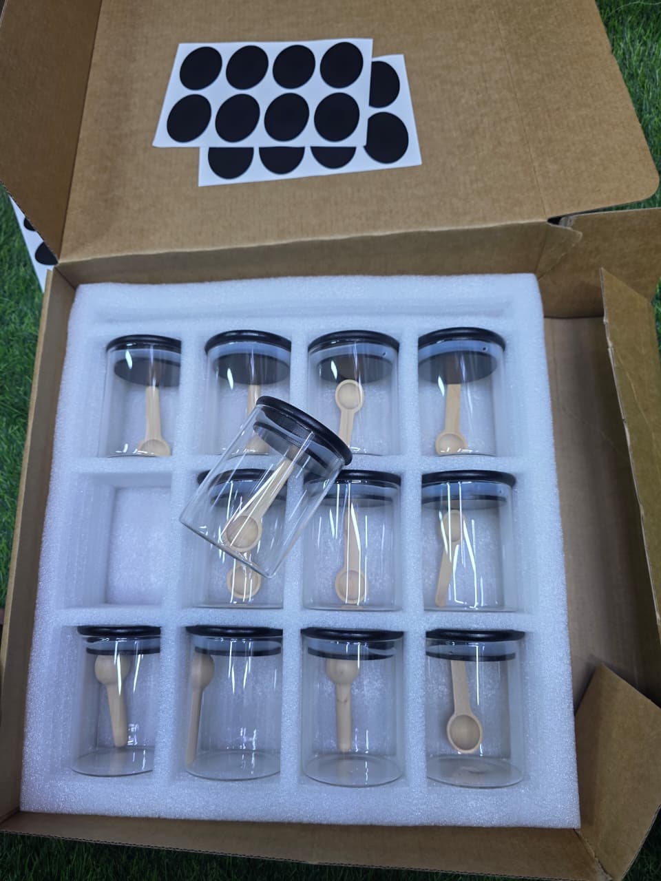 12pcs Borosilicate air tight Spice Storage jars