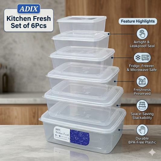 Adix Kitchen Fresh Container Set – 6Pcs