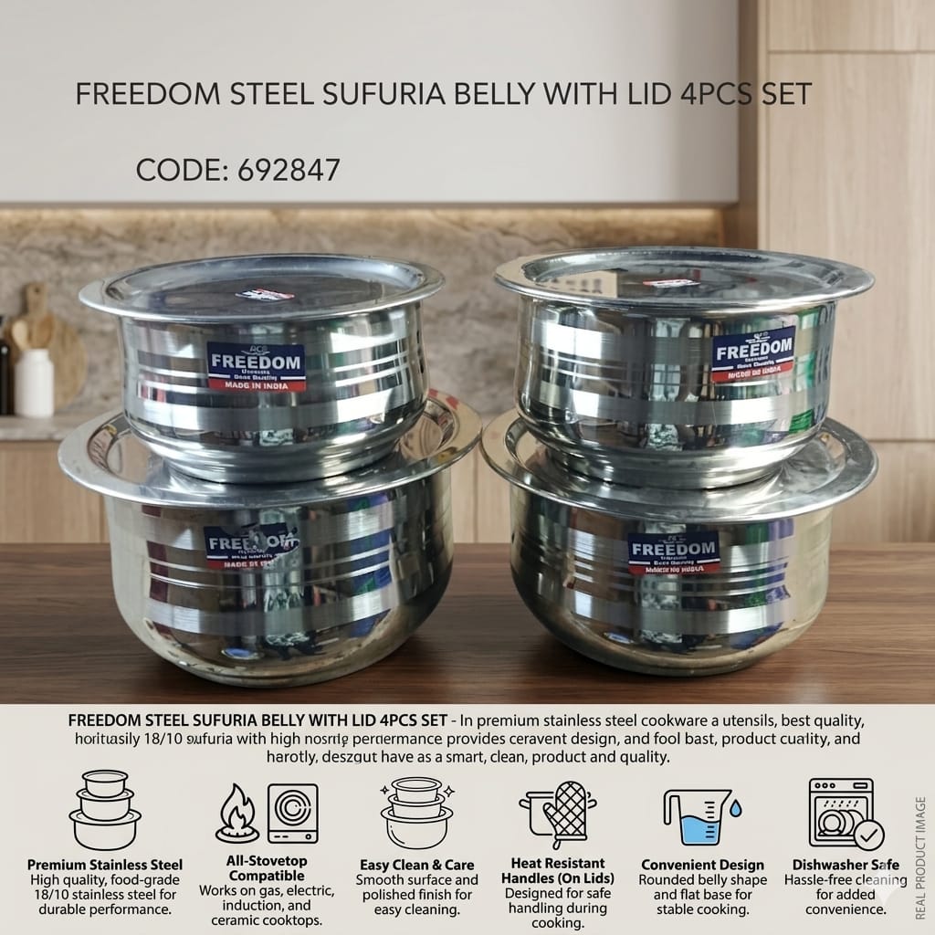 Freedom Steel Sufuria Belly with Lid – 4pcs Set