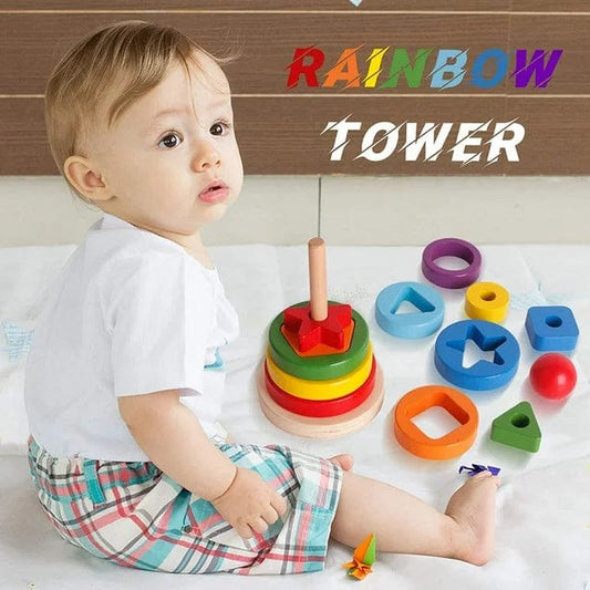 Wooden Rainbow Tower Double Stacked