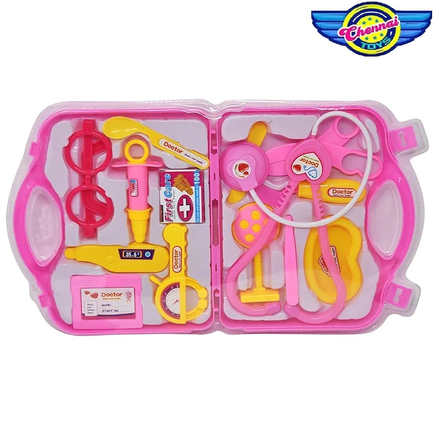 Doctor Plastic Playset Kit with Foldable Suit (Pink)