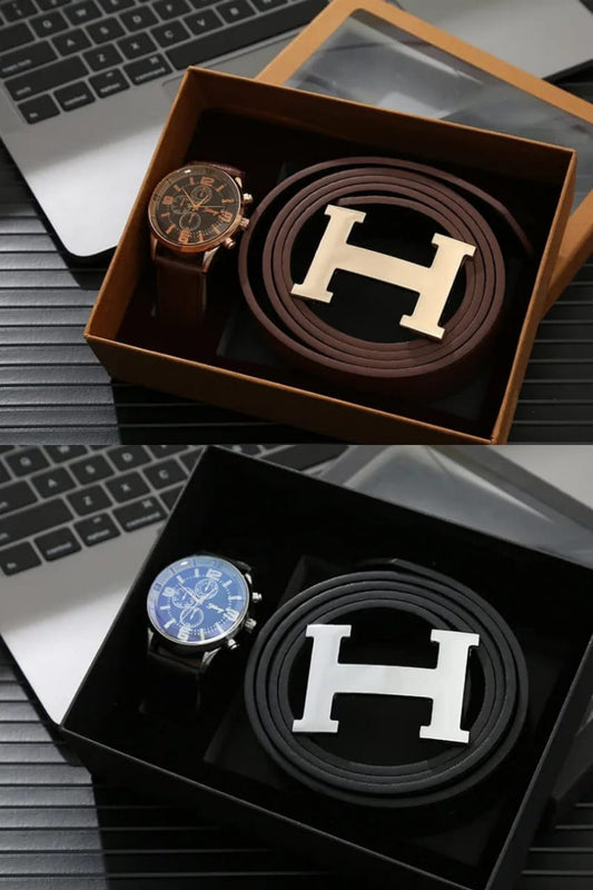 Watch and belt men gift set