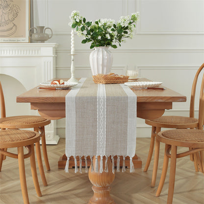 Rustic table runner with tassels