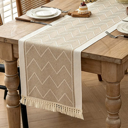 Geometric jacquard table runner