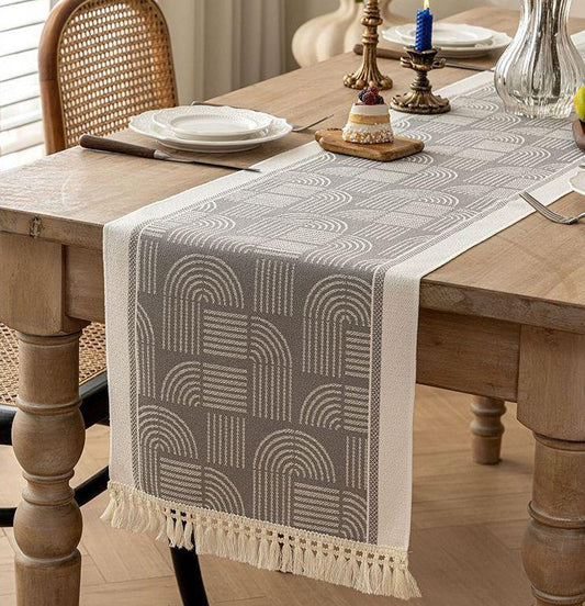 Geometric jacquard table runner