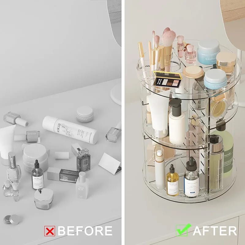 Rotating makeup organizer