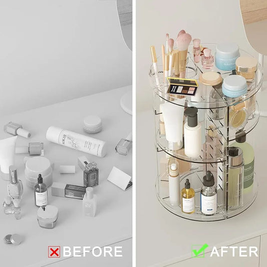 Rotating makeup organizer