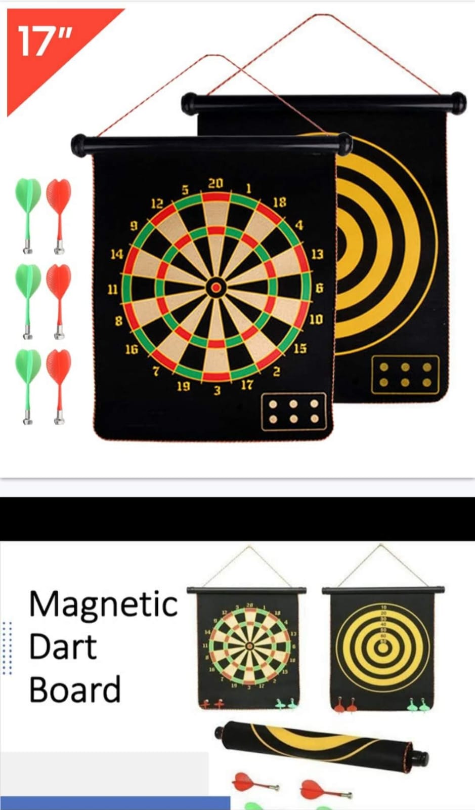 Magnetic dart board set