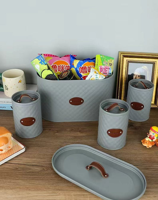 Unique and elegant bread storage bin with 3pcs canisters