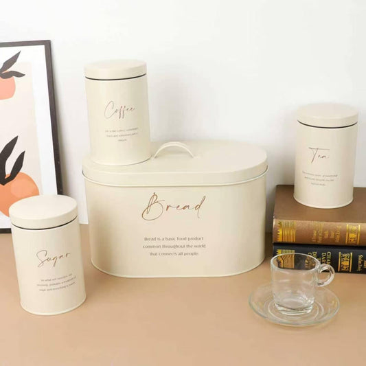 Unique and elegant bread storage bin with 3pcs canisters
