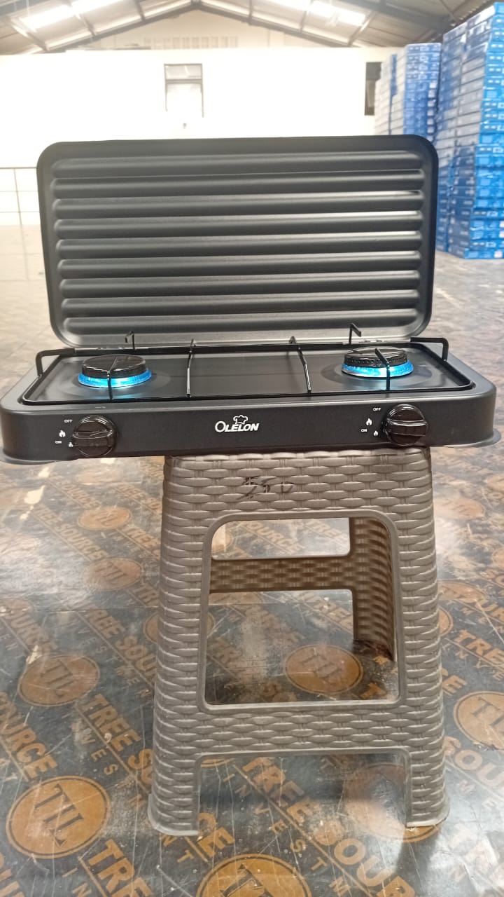 Olelon 2 burner gas stove cooker with cover lid