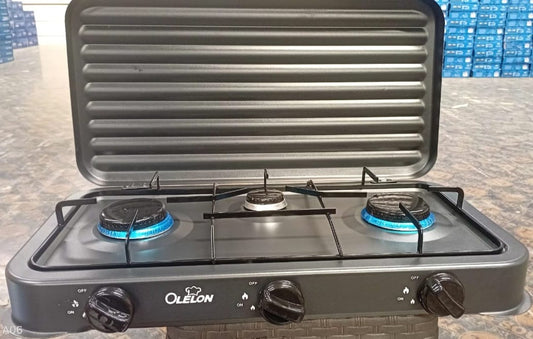Olelon 3 burner gas stove cooker with cover lid