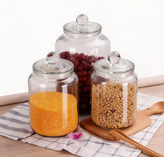 Clear Acrylic Storage Jars with Airtight Knob Lids(NOT GLASS)