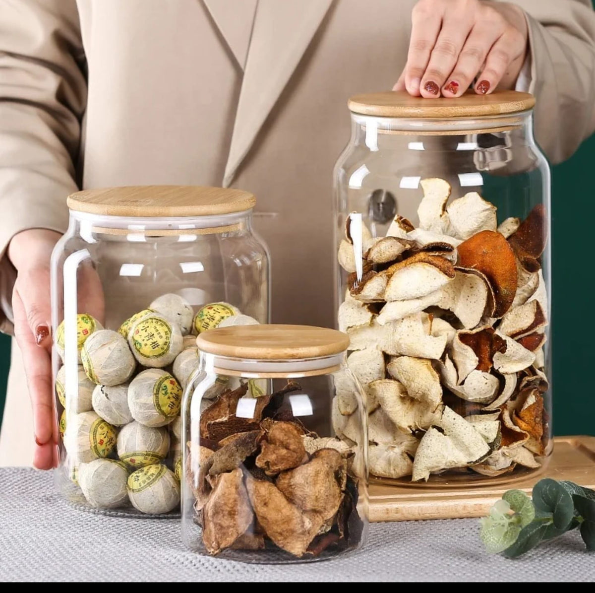 Clear Acrylic Storage Jars with Bamboo Lids(NOT GLASS)