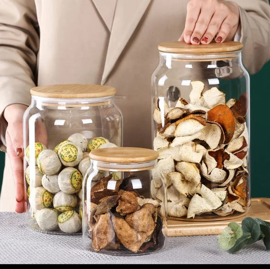 Clear Acrylic Storage Jars with Bamboo Lids(NOT GLASS)